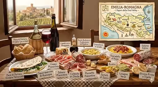 Alcuni prodotti e piatti della regione Emilia Romagna