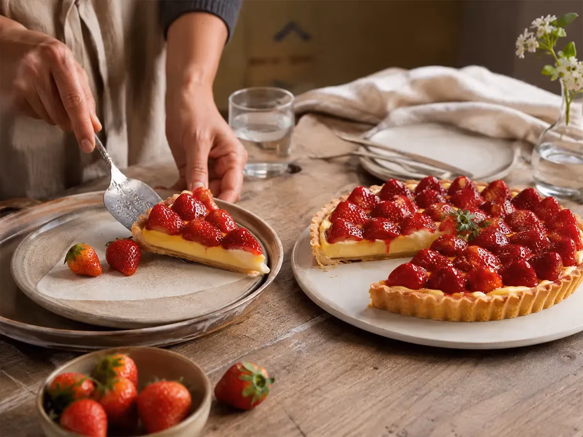 Strawberry tart with custard 5